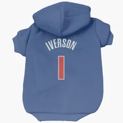 Detroit Pistons Allen Iverson Blue Pet Hoodie for Dog & Cat