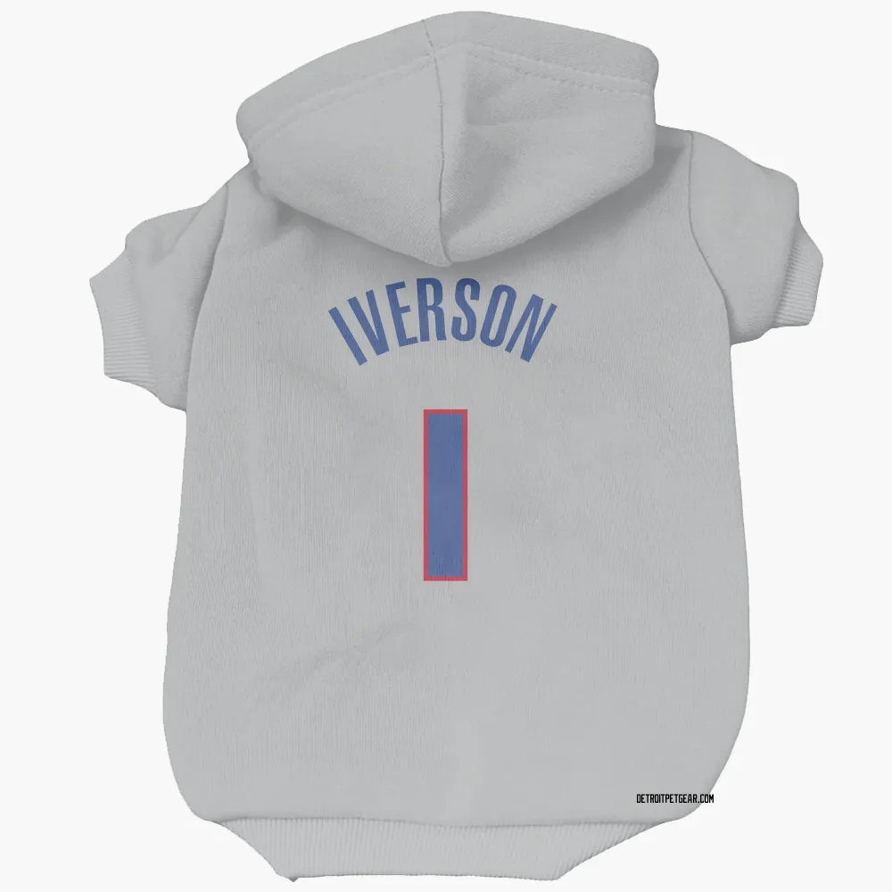 Detroit Pistons Allen Iverson Gray Pet Hoodie for Dog & Cat