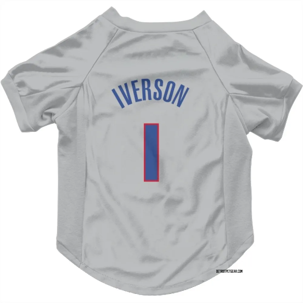 Detroit Pistons Allen Iverson Gray Pet Jersey for Dog & Cat