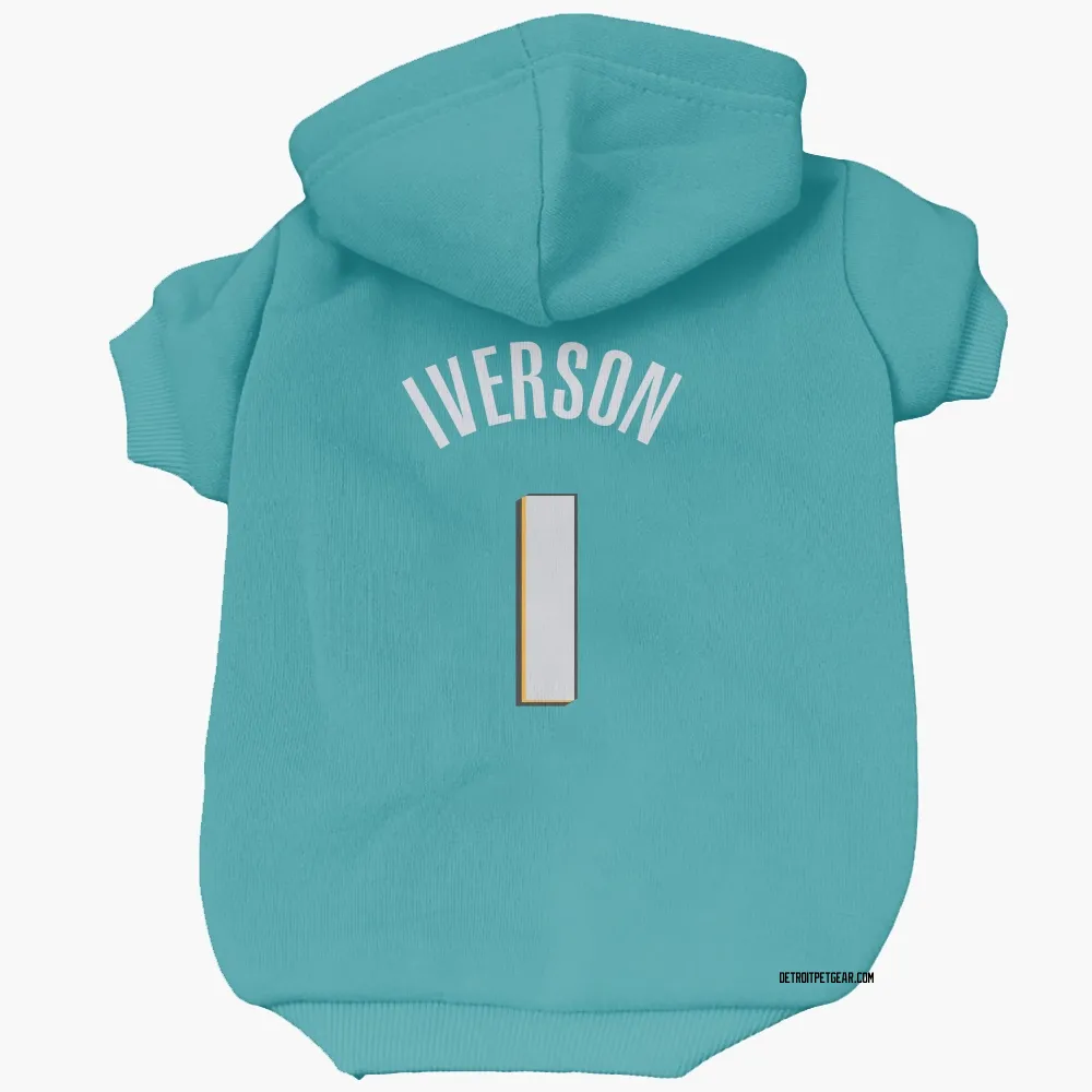 Detroit Pistons Allen Iverson Teal Pet Hoodie for Dog & Cat