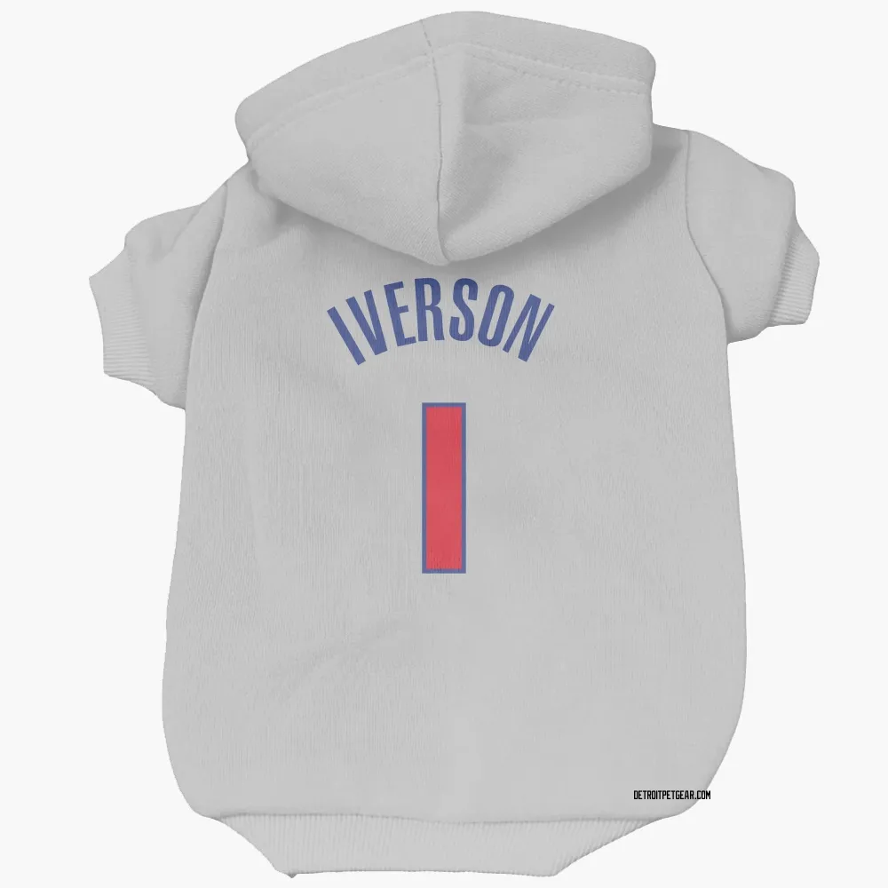 Detroit Pistons Allen Iverson White Pet Hoodie for Dog & Cat
