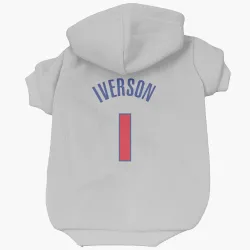 Detroit Pistons Allen Iverson White Pet Hoodie for Dog & Cat
