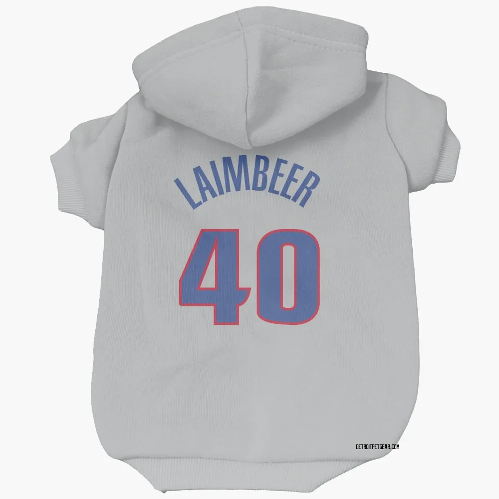 Detroit Pistons Bill Laimbeer Gray Pet Hoodie for Dog & Cat