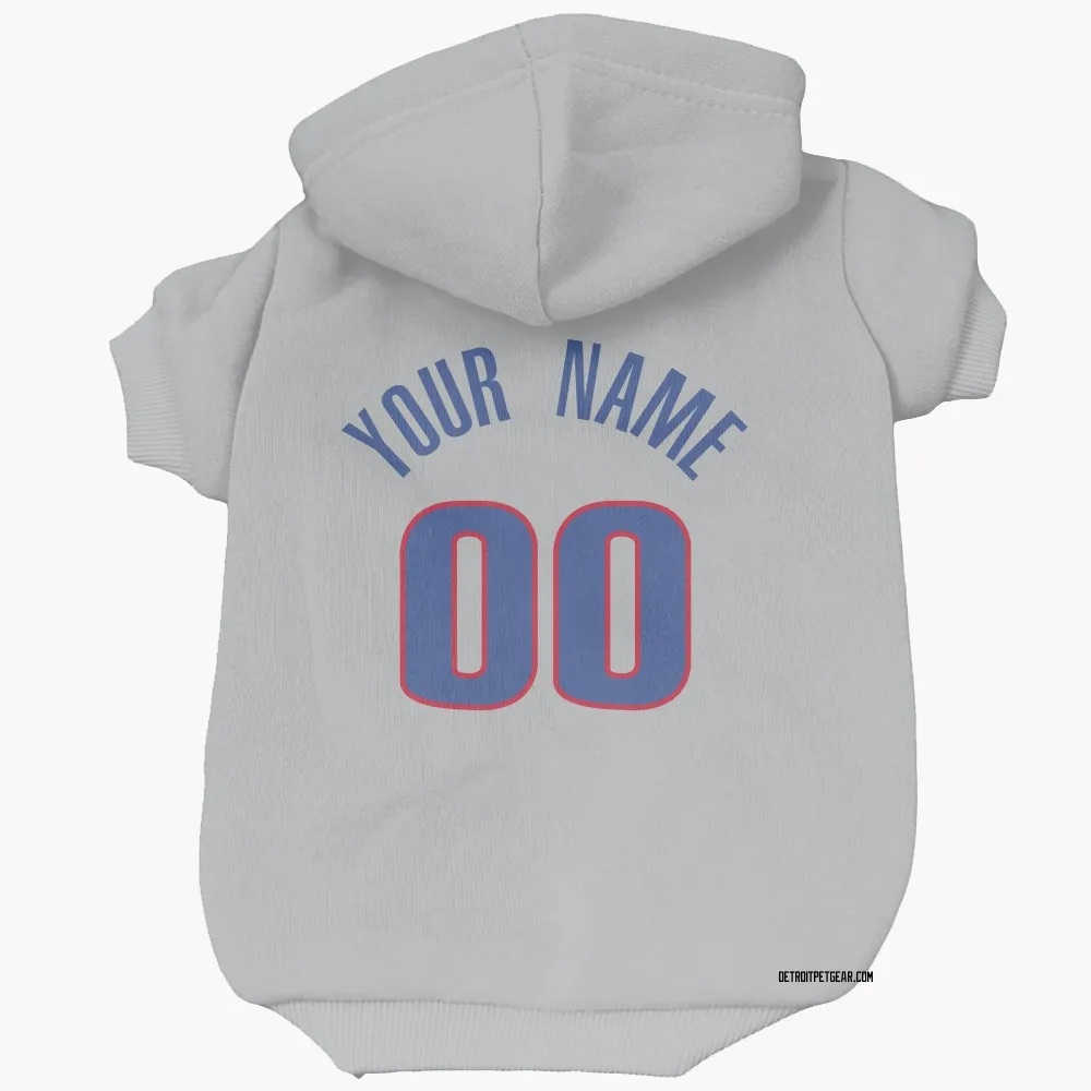 Detroit Pistons Custom Gray Pet Hoodie for Dog & Cat