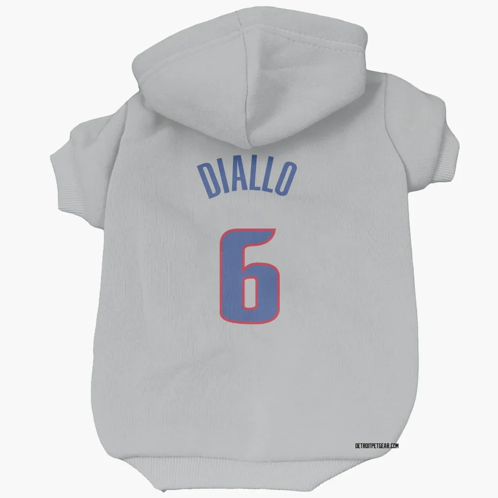Detroit Pistons Hamidou Diallo Gray Pet Hoodie for Dog & Cat