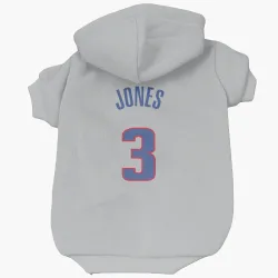 Detroit Pistons Isaac Jones Gray Pet Hoodie for Dog & Cat