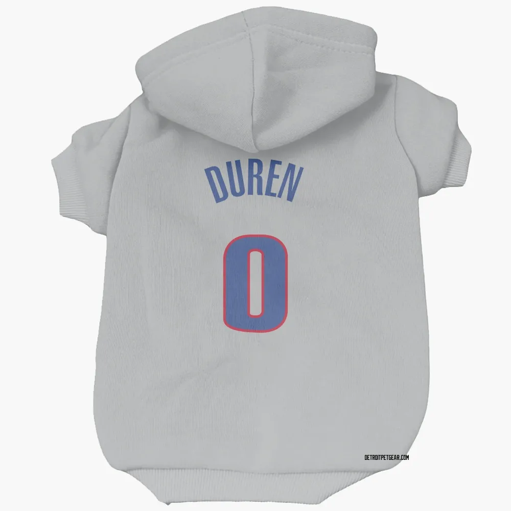 Detroit Pistons Jalen Duren Gray Pet Hoodie for Dog & Cat