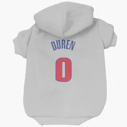 Detroit Pistons Jalen Duren White Pet Hoodie for Dog & Cat
