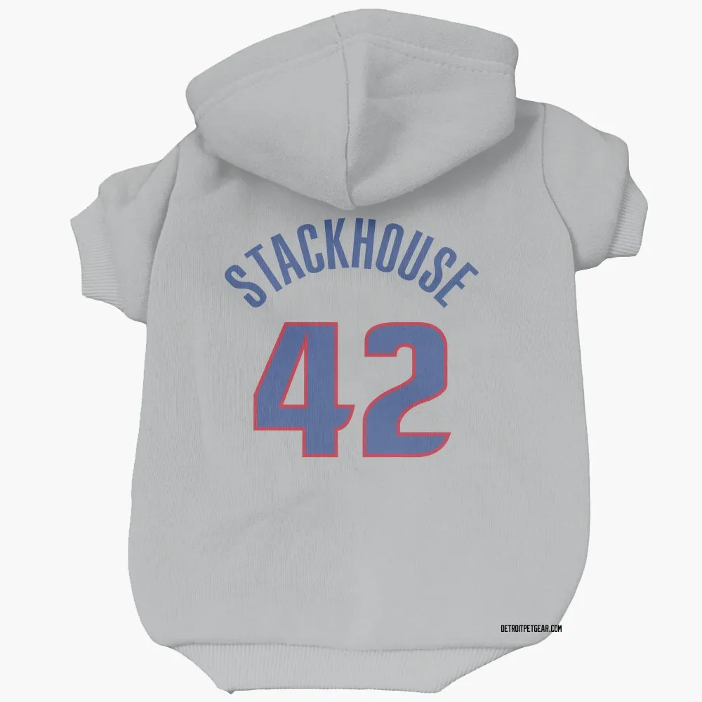 Detroit Pistons Jerry Stackhouse Gray Pet Hoodie for Dog & Cat