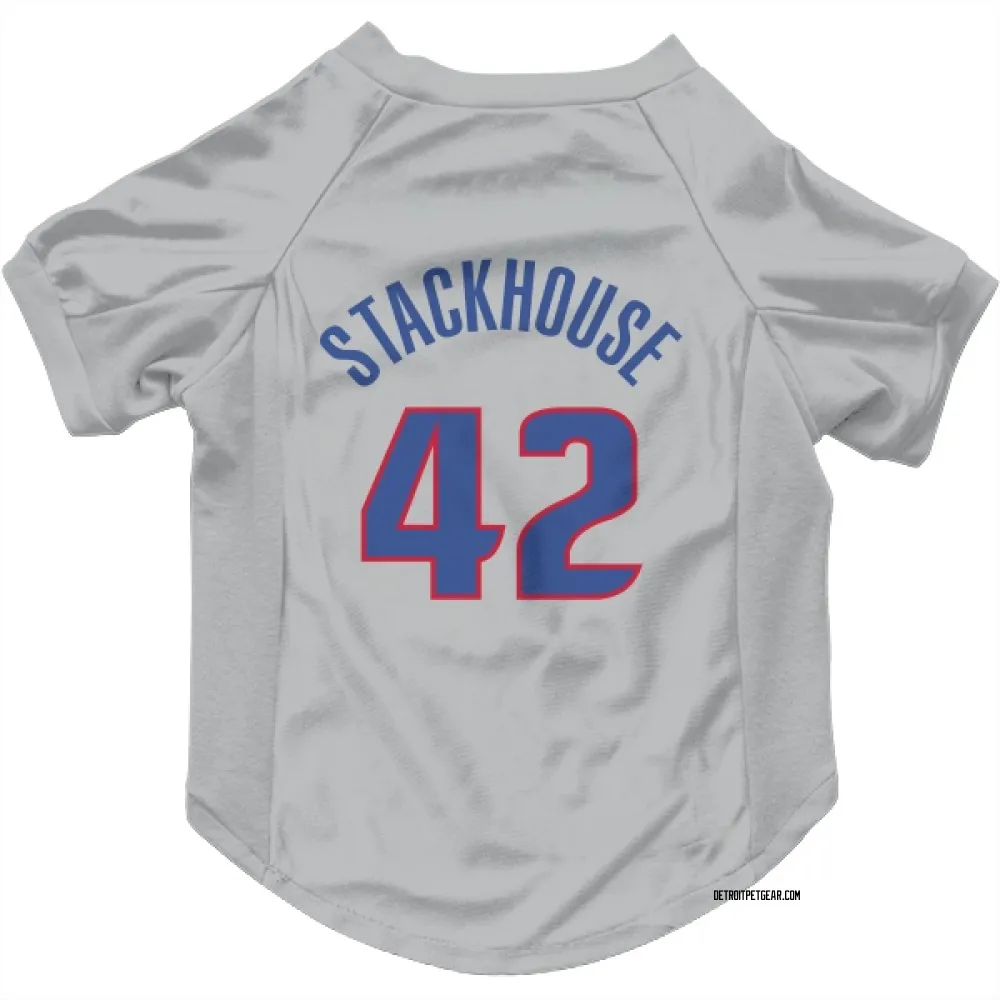 Detroit Pistons Jerry Stackhouse Gray Pet Jersey for Dog & Cat