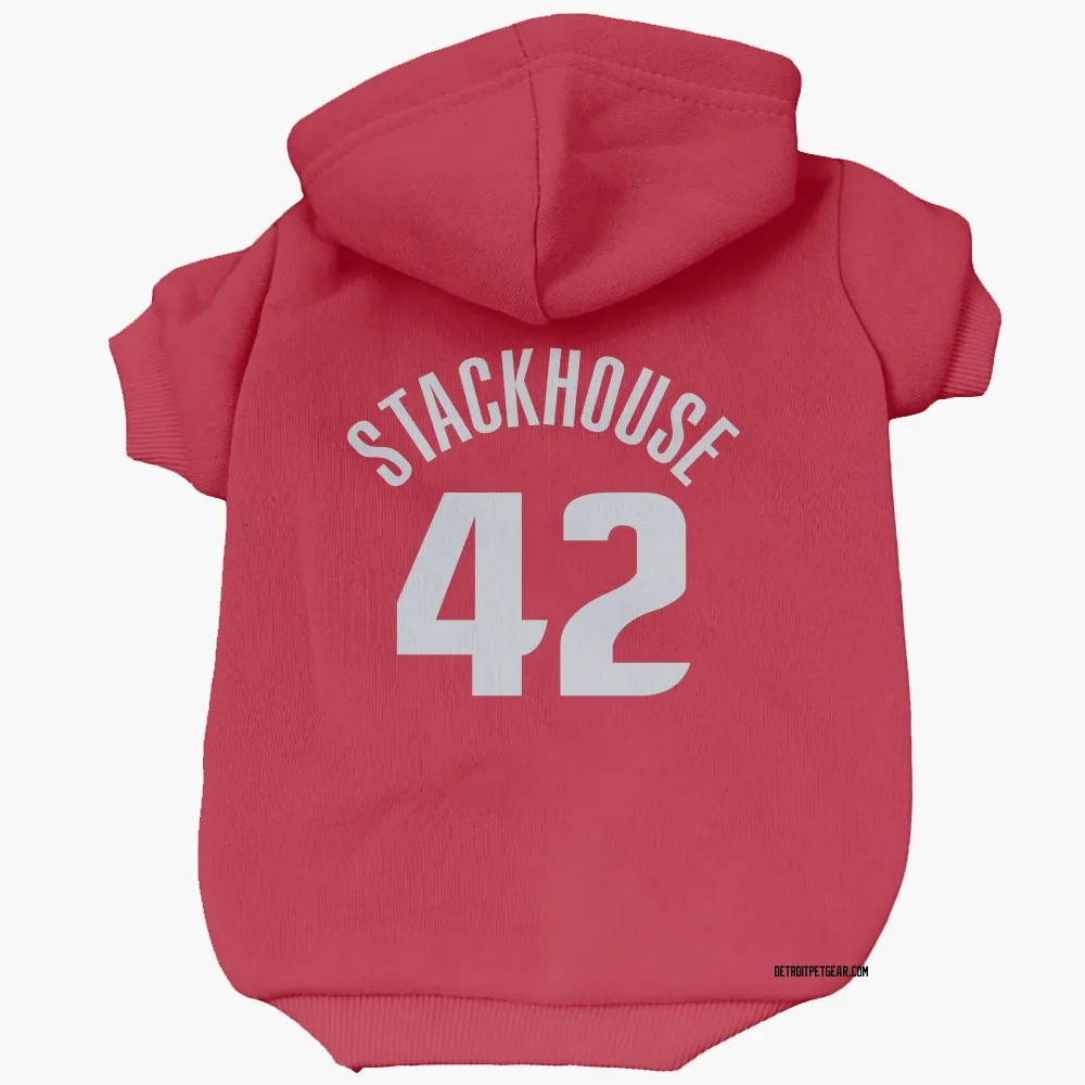 Detroit Pistons Jerry Stackhouse Red Pet Hoodie for Dog & Cat