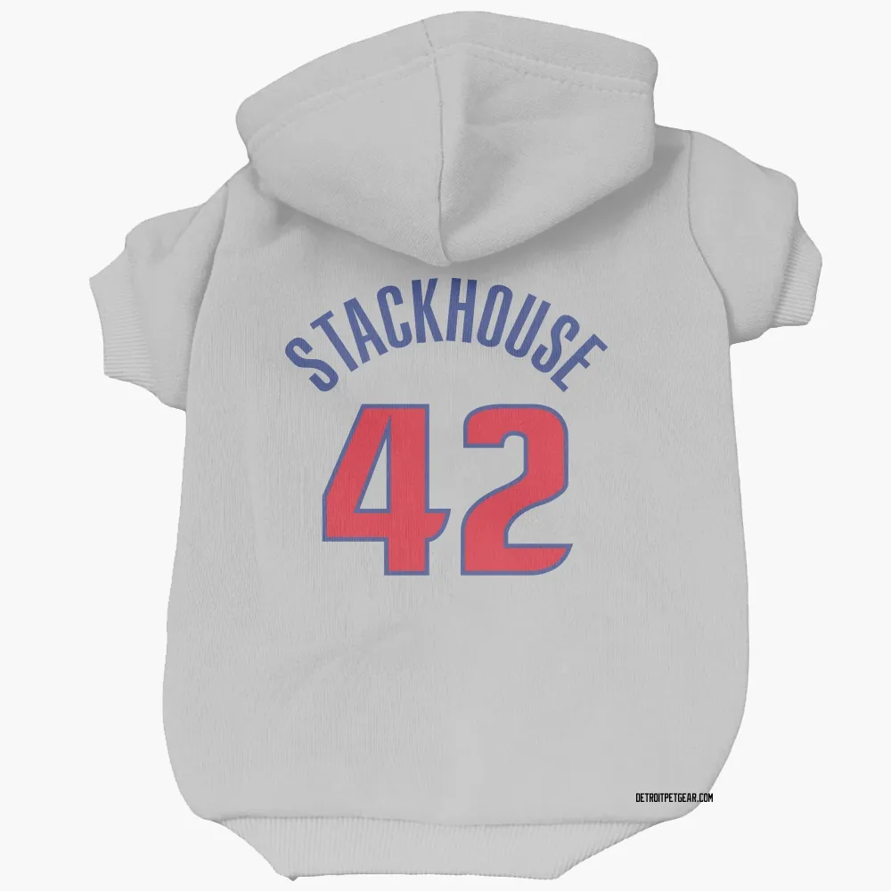 Detroit Pistons Jerry Stackhouse White Pet Hoodie for Dog & Cat