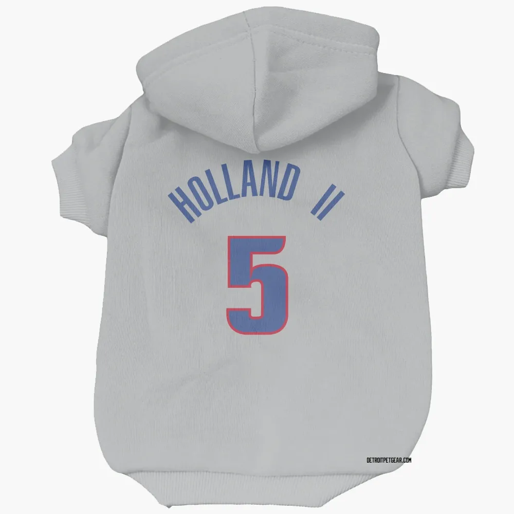 Detroit Pistons Ronald Holland II Gray Pet Hoodie for Dog & Cat