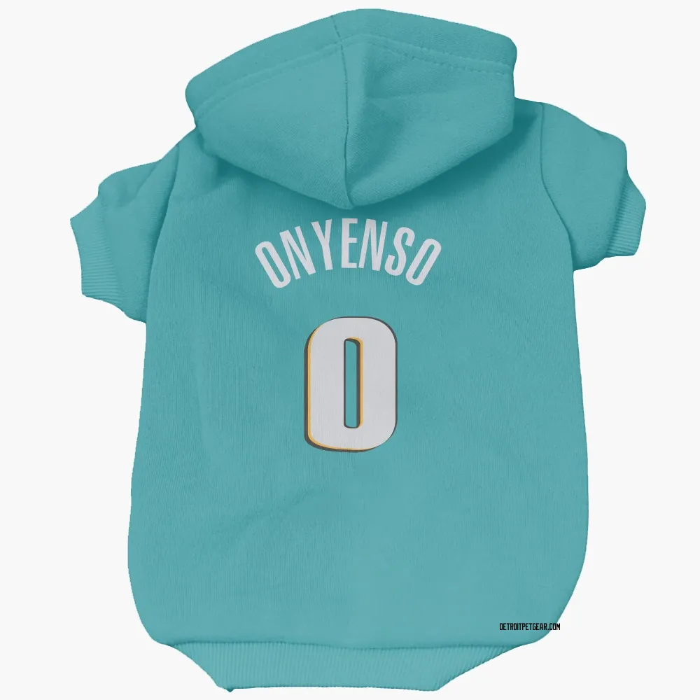 Detroit Pistons Ugonna Onyenso Teal Pet Hoodie for Dog & Cat