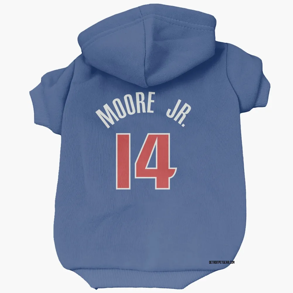 Detroit Pistons Wendell Moore Jr. Blue Pet Hoodie for Dog & Cat